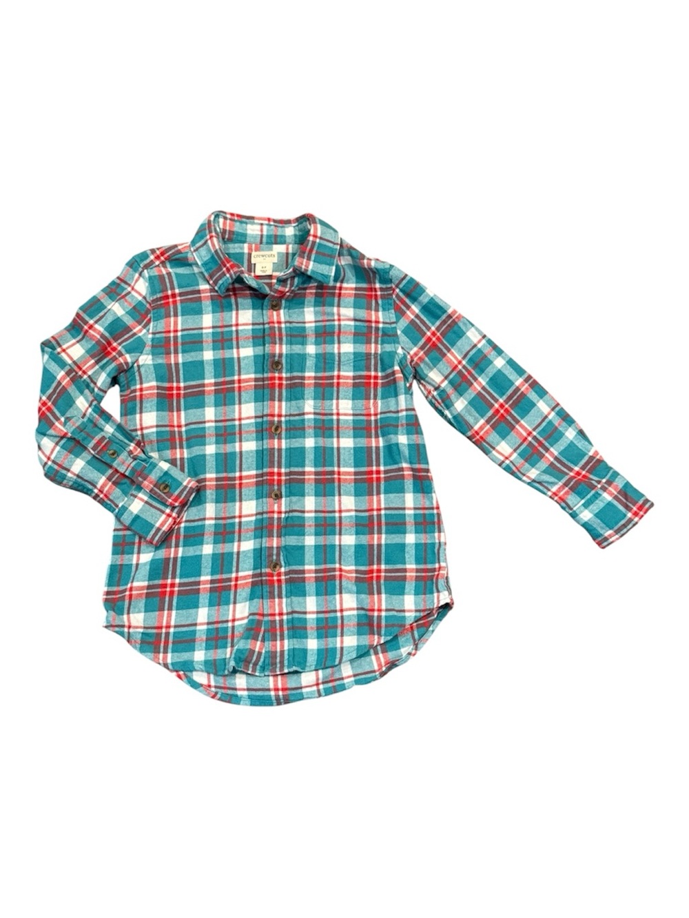 Crewcuts Teal Plaid Button-Down Shirt with Red & White Accents